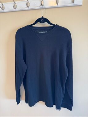 Eddie Bauer Black Waffle-Knit Crewneck Sweater